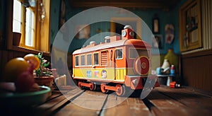 Wooden toy steam locomotive