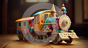 Wooden toy steam locomotive