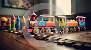 Wooden toy steam locomotive