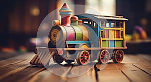 Wooden toy steam locomotive