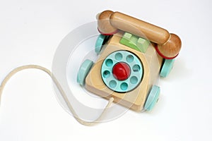 Wooden toy telephone