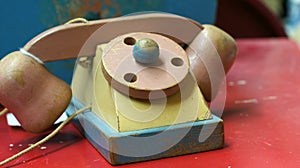 Wooden toy telephone