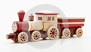 Wooden toy train with carriages photo