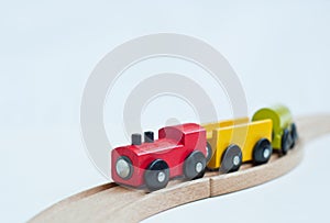 Wooden toy train with colorful blocks.  Educational toys