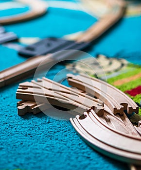 Wooden toy train tracks