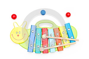 Wooden toy xylophone. Wooden developing toy