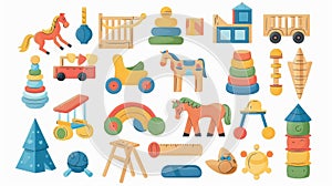 The wooden toys set includes wooden blocks, montessori games, sorters for preschoolers, and baby games. Kindergarten