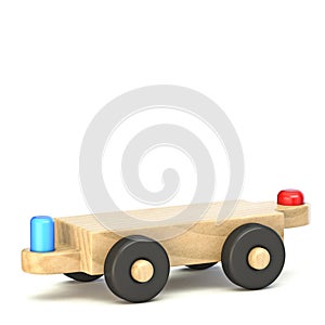 Wooden train empty wagon 3D