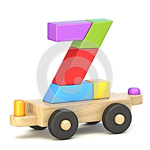 Wooden train font Letter Z 3D