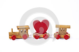 Wooden train lowe red heart