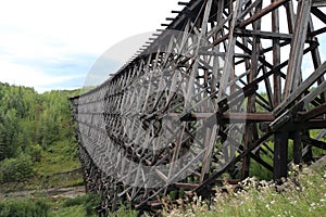 Wooden train trestle photo