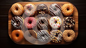 Colorful Donut Slices On Wooden Tray - Vibrant 32k Uhd Photography photo