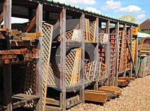 Wooden trellis or fencing for sale.