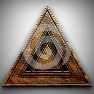 wooden triangle on a gray background