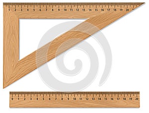 Wooden triangle and ruler