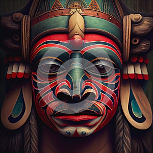 Wooden tribal highly detailed mask