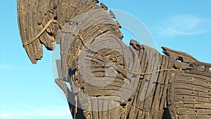 Wooden trojan horse in the city center of Canakkale.