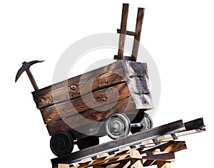 Wooden trolley with a pick