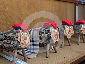 wooden trunk with a blanket and a traditional hat from Catalonia, Spain, on Christmas Day