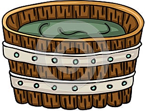 Wooden tub for a bath