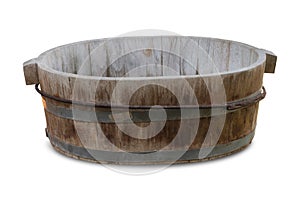 Wooden tub isolated on white background. Clipping path