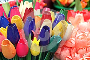 Wooden tulips in Amsterdam