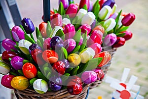 Wooden tulips in huge bunches