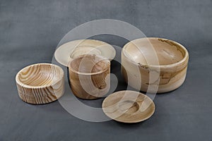 A wooden turned bowls with natural structures