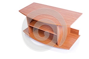 The wooden tv stand on white background