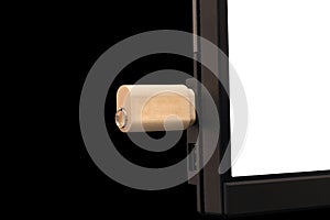 Wooden USB memory stick connecting to the screen