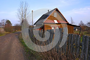 Wooden village houses in the heartland of Russia