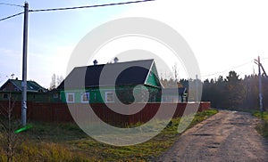 Wooden village houses in the heartland of Russia