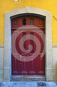 Wooden vintage red door