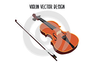 Wooden violin vector design. Classical violin vector illustration