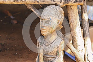 Wooden Voodoo Dolls on the most known Akodessawa Fetish Market near Lome, the capital of Togo