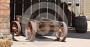 Wooden wagon built on a steel frame with steel wheels