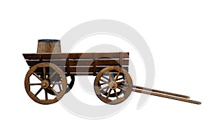 wooden wagon isolated on white background