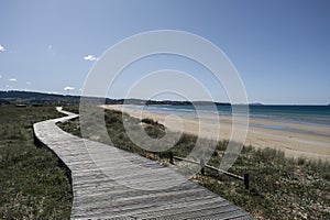 Wooden walkway on the beach dunes