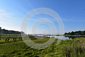 Wooden Walkway in Duxbury out to the Bay