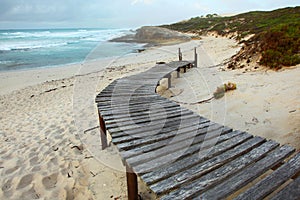 Wooden walkway onto beach