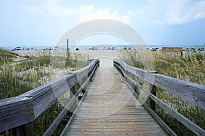 Wooden walkway/path to Tybee Island Beach near Savannah, Georgia.