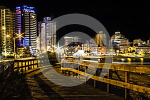 Wooden walkway in Punta Del Este in Uruguay