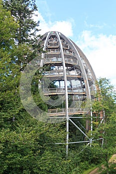 Wooden walkway ramps at Treetop Walk Bavarian Forest in Bavarian Forest National Park, Germany photo