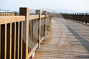 Wooden walkway on seaside