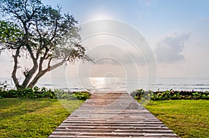 Wooden walkway to the beah