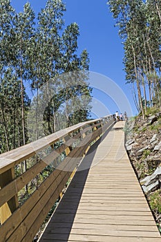 Wooden walkway to the mountain