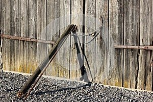 wooden wall and chain lock