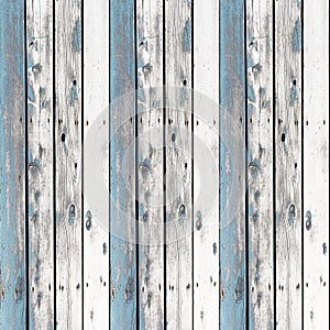 Wooden wall texture background, painted blue and nail