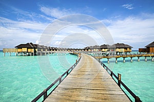 Wooden water bungalows, Maldives