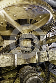 wooden water wheel in a mill